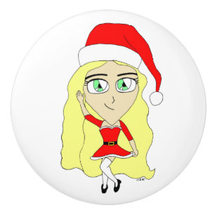 Christmas chibi    ceramic knob