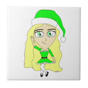 Christmas chibi ceramic tile
