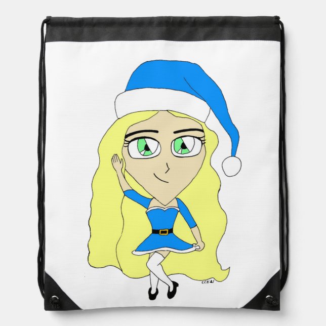 Christmas chibi  drawstring bag (Front)