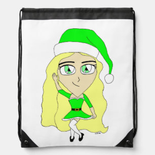 Christmas chibi  drawstring bag