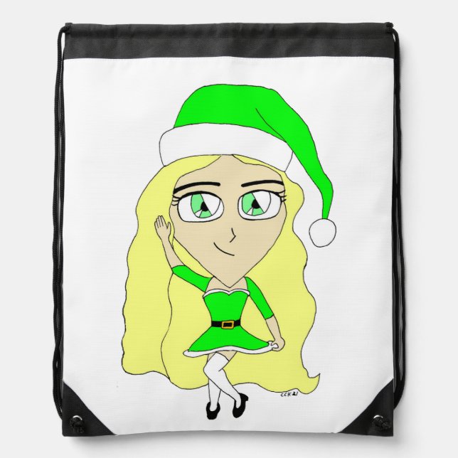 Christmas chibi  drawstring bag (Front)