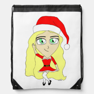 Christmas chibi drawstring bag
