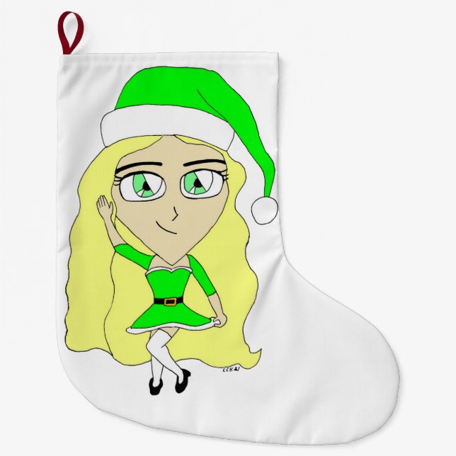Christmas chibi  large christmas stocking (Front)