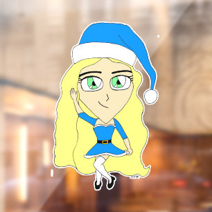 Christmas chibi window cling