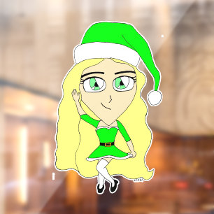 Christmas chibi window cling