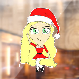 Christmas chibi window cling