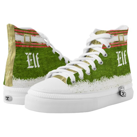 Christmas Chic Elf Costume Green Holiday Fun High-Top Sneakers