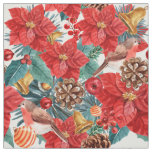 Christmas Chic Modern Festive Watercolor Floral Fabric