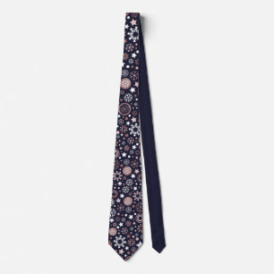 Christmas chic pink gold luxurious snowflake neck tie