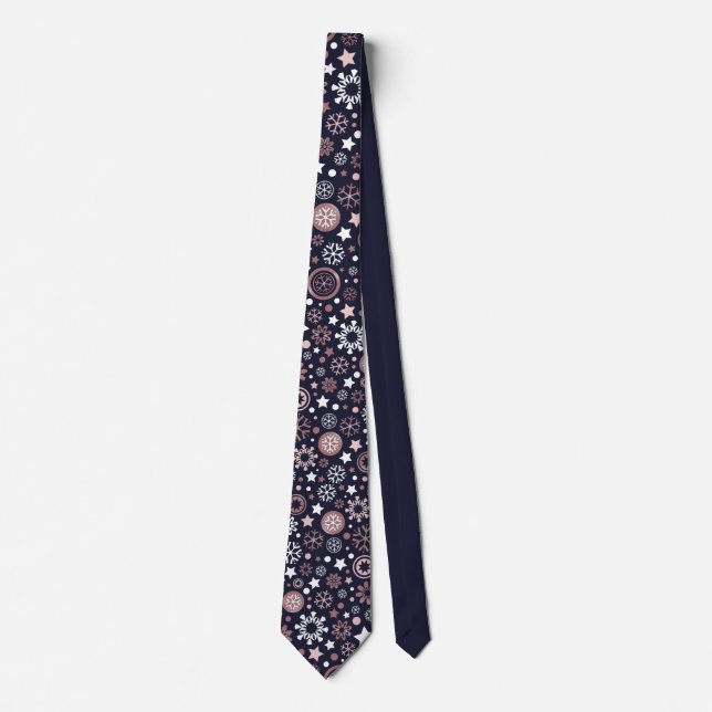 Christmas chic pink gold luxurious snowflake neck tie (Front)