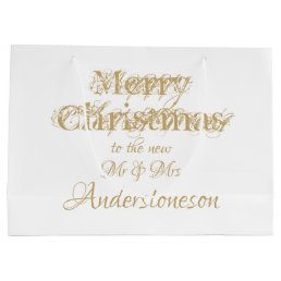 Christmas Chic Script New Mr And Mrs Cool Wedding  Large Gift Bag