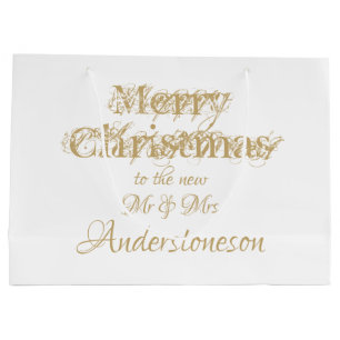 Christmas Chic Script New Mr And Mrs Cool Wedding Large Gift Bag