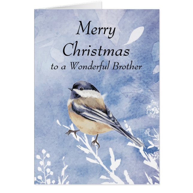 Christmas Chickadee Bird Winter Brother Custom Cards (Front)