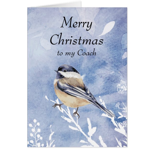 Christmas  Chickadee Bird Winter Coach Cards (Front)