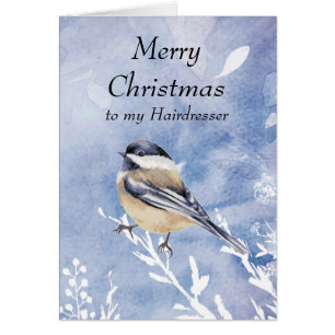 Christmas  Chickadee Bird Winter Hairdresser Cards