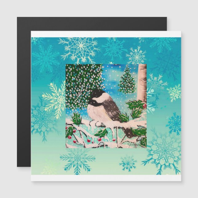 Christmas Chickadee Chatter  Magnetic Invitation (Front/Back)