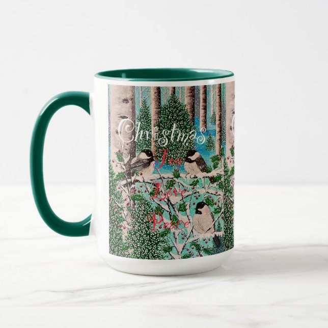 Christmas Chickadee Chatter Mug (Left)