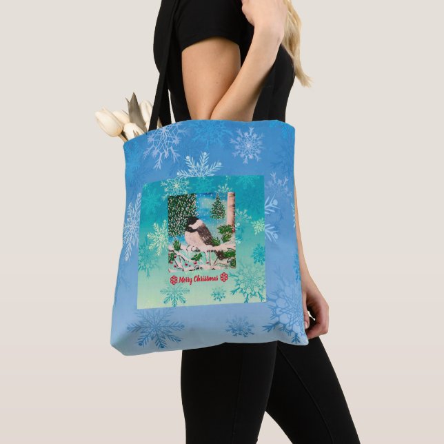 Christmas Chickadee Chatter  Tote Bag (Close Up)