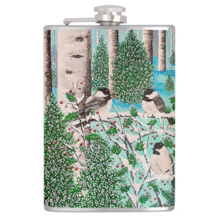 Christmas Chickadee Chatter Water Bottle Flask