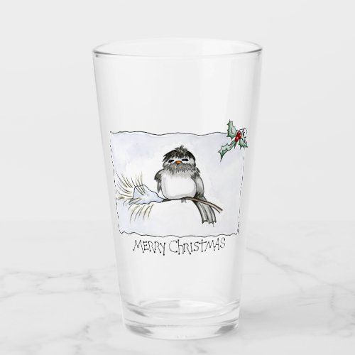 Christmas Chickadee Glass