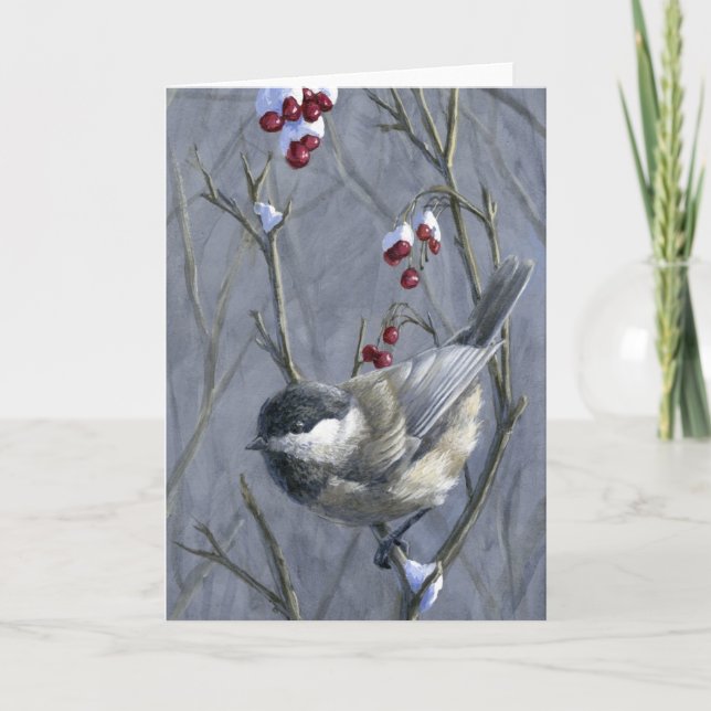 Christmas Chickadee Holiday Card (Front)