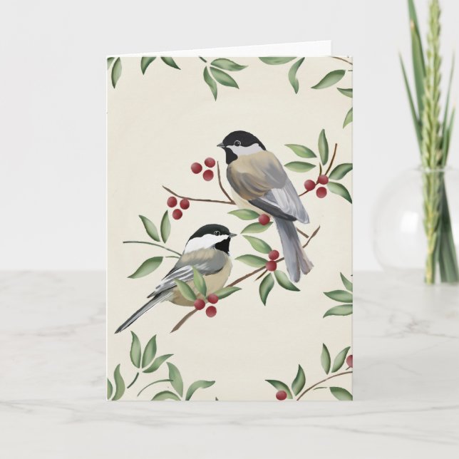 Christmas Chickadee Holiday Card (Front)