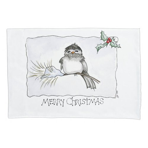 Christmas Chickadee Pillow Case