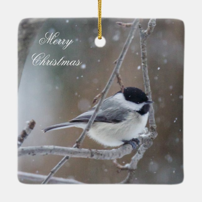 Christmas Chickadee Songbird Ornament (Back)