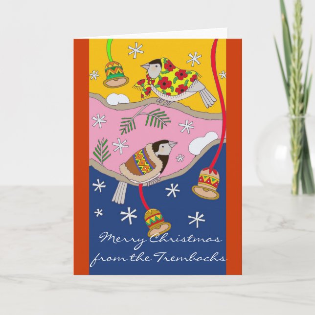 Christmas Chickadees by Vera Trembach Holiday Card (Front)