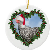 Christmas Chicken * Barred Rock Chicken Ceramic Ornament