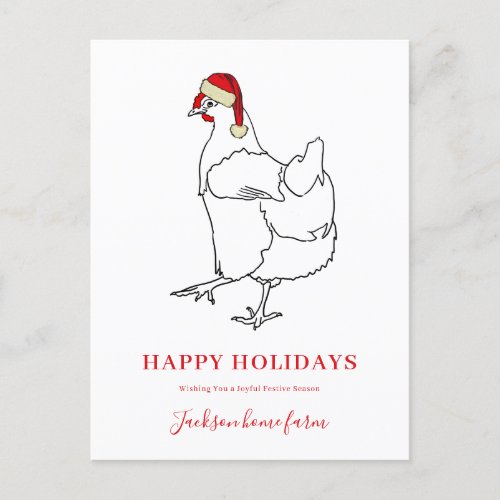 Christmas Chicken Farm Business Personalized Holiday Postcard