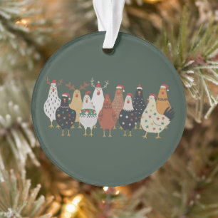 Christmas Chicken Farm Lights Animal Lovers Gift  Ornament