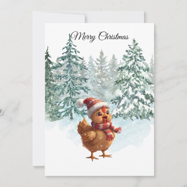 Christmas Chicken Flat Holiday Card (Front)