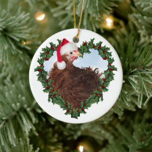 Christmas Chicken * Frizzle Chicken Ceramic Orname Ornament