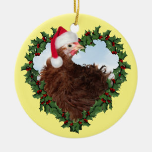 Christmas Chicken * Frizzle Chicken Ceramic Orname Ornament