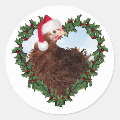 Christmas Chicken  Frizzle Classic Round Sticker