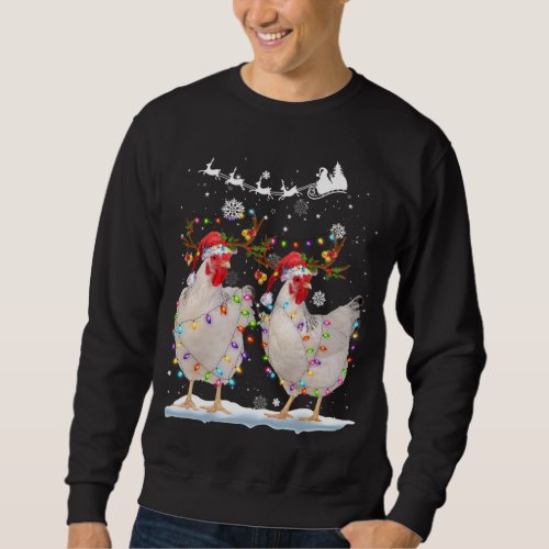 Christmas Chicken Hen Tree Lights Xmas Funny Chick Sweatshirt