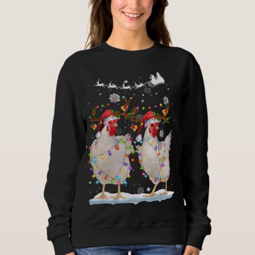 Christmas Chicken Hen Tree Lights Xmas Funny Chick Sweatshirt