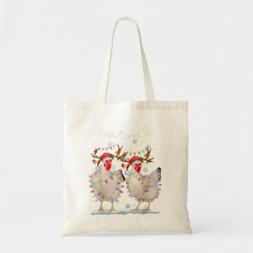 Christmas Chicken Hen Tree Lights Xmas Funny Chick Tote Bag