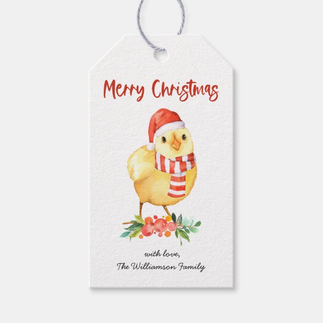 Christmas Chicken Holiday Gift Tags (Front)