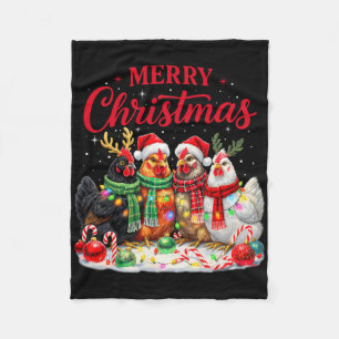 Christmas Chicken Lights Santa Xmas Farm Animal Ho Fleece Blanket