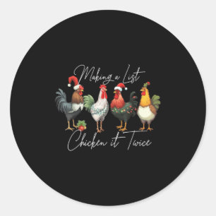 Christmas Chicken Lover Xmas Santa Hat Funny Farm Classic Round Sticker