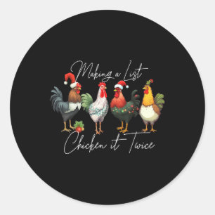 Christmas Chicken Lover Xmas Santa Hat Light Funny Classic Round Sticker