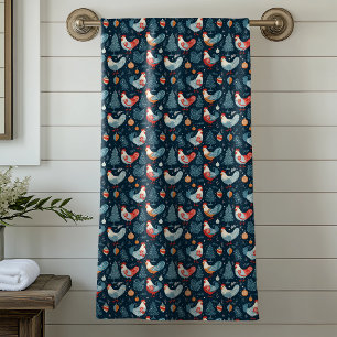 Christmas Chicken Pattern  Bath Towel Set
