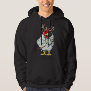 Christmas Chicken Reindeer Antlers Lights Pajama F Hoodie