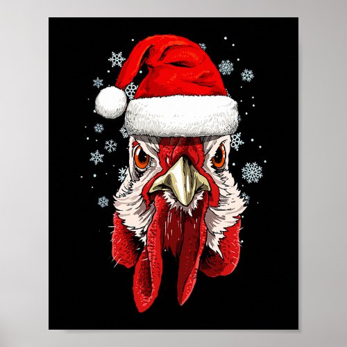 Christmas Chicken Santa Clause Reindeer Xmas Navid Poster