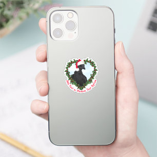 Christmas Chicken Svart Hona Heart Wreath Sticker