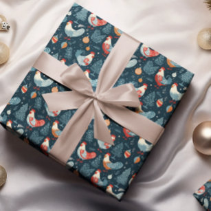 Chicken Happy pattern on modern neutral Wrapping Paper by NormaJeane Studio