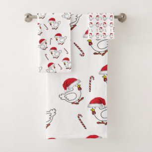 Christmas Chickens Bath Towel Sets, Chickens