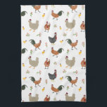 Christmas Chickens & Chicks Pattern Kitchen Towel<br><div class="desc">Pattern featuring illustrations of chickens and chicks with santa hats,  scarves,  holly,  and candy cane</div>